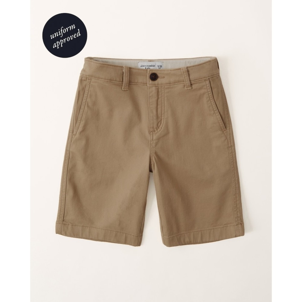 Abercrombie Kids Boys Twill 9" Knee Length Shorts, Khaki, Size 13/14